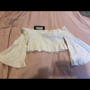 NWT nasty gal white eyelet crop top